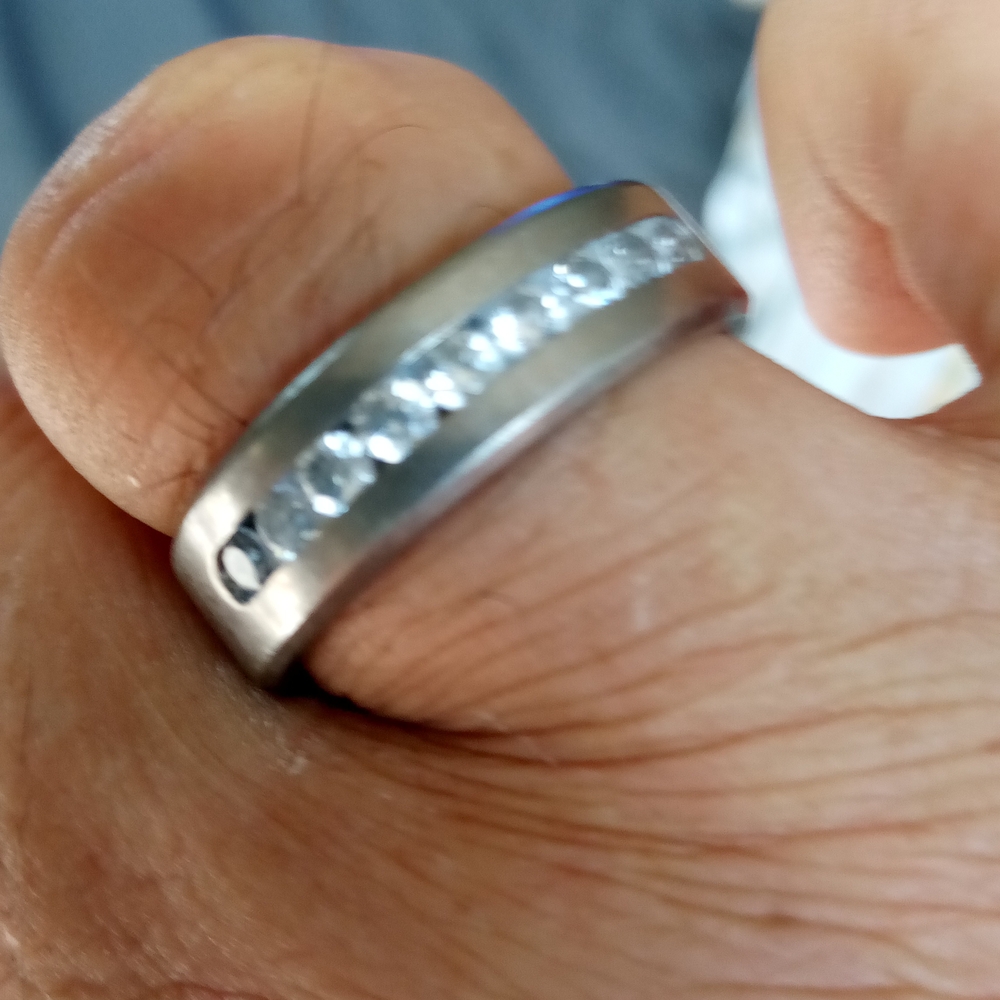 Titanium Ring With Clear Stones - image 5